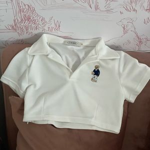 Bear Crop Polo Shirt (With Zipper) | Cider | M